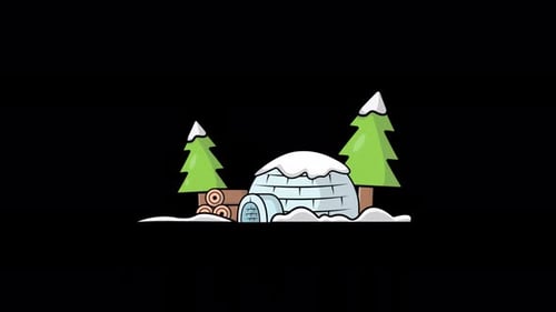Animated Igloo House. Icy Cold Home or House Concept Video - Transparent
