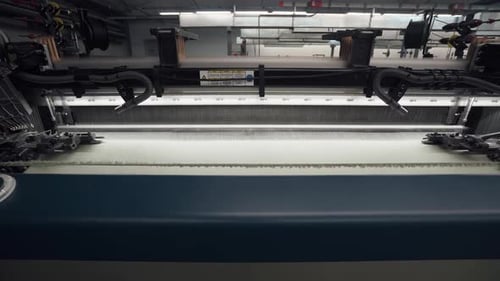 Spinning Factory Production of Fabrics Thread of Silk Linen and Synthetics Spinning Machine at Work