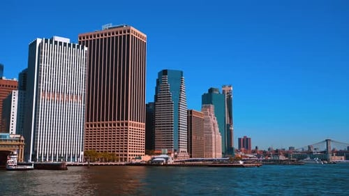 View on the high-rises of New York at the East River waterfront.