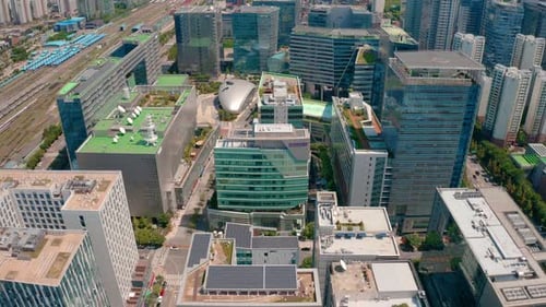 Vista aérea de Sangam-dong en Seúl, Corea del Sur, centro de radiodifusión