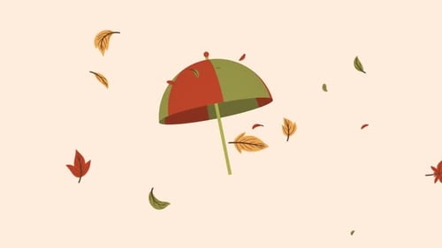 Autumn Leaves And Flying Umbrella