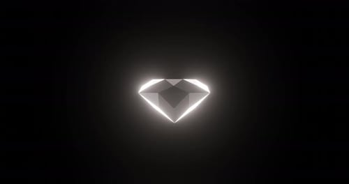 Simple Glowing Diamond Rotates In A Loop