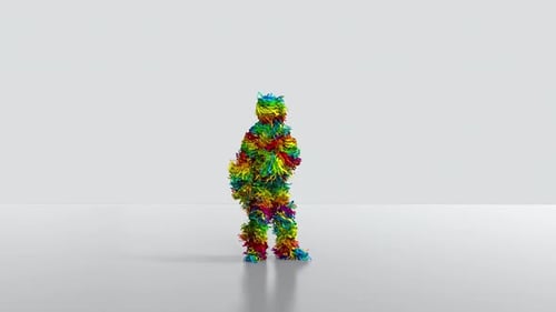 Happy Colorful Shaggy Figure Dancing Celebration Loop Animation