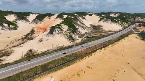 Costal road near Beach scenery in Natal in Rio Grande do Norte Brazil.