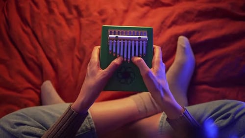 Musician Playing Kalimba Traditional African Instrument