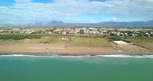 Aerial View Along a Deserted Long Beautiful Seascape