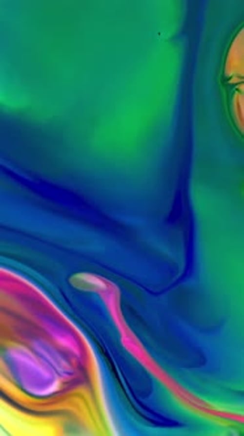 Abstract Swirling Ink Patterns in Blue and Green