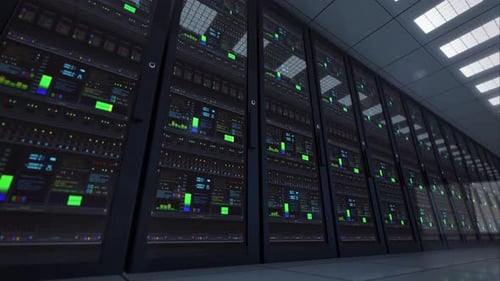 Futuristic Server Racks Data Center Digital Processing Loop