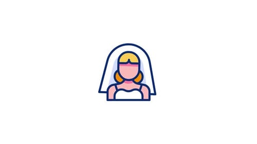 Bride Icon Reveal Animation in Flat Design Style
