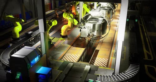 Chaîne de montage robotique dans une installation moderne de haute technologie