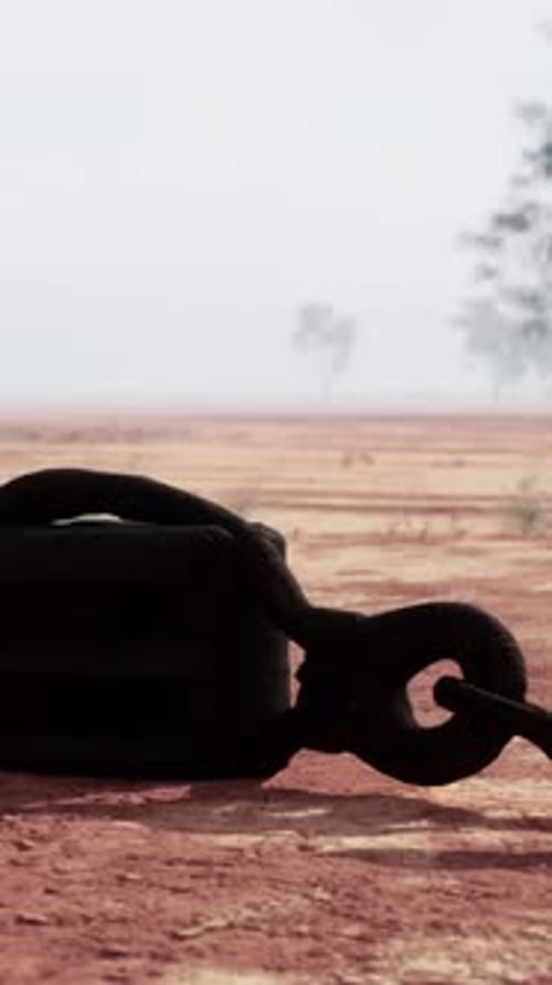 A Rusty Metal Hook on a Vibrant Red Dirt Road