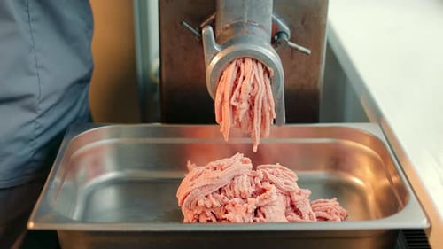 Meat Grinder Processing Raw Ground Meat