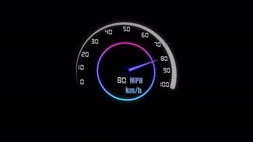 Neon Digital Speedometer Animation with MPH and KM/H Display