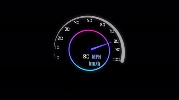 Neon Digital Speedometer Animation with MPH and KM/H Display ...
