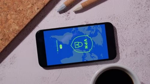 Mobile Phone App Screen of VPN Creation Internet Protocols for Protection Private Network Virtual