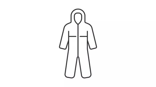 Animated Line Art Icon of a Protective Hazmat Suit