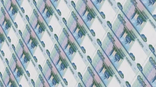Seamless Looping Pattern of 1000 Russian Ruble Banknotes