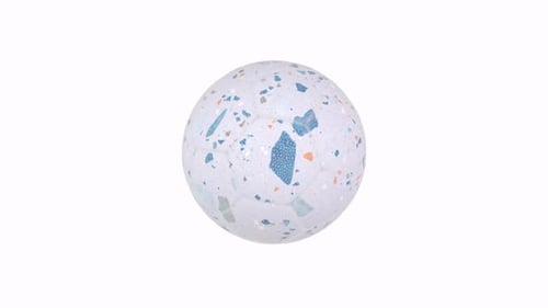 Rotating Terrazzo Pattern Sphere Animation on White Background