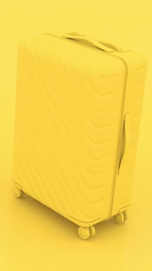 Rotating Yellow Travel Suitcase Animation Loop