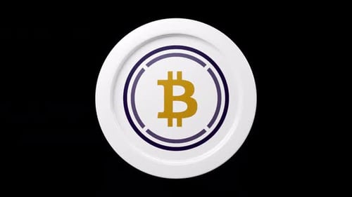 Wrapped bitcoin WBTC coin 3d rotage 360 degrees in black bg Cryptocurrency token seemless loop