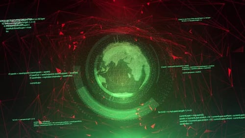 Digital Glitch World Network Reveal with Data Code