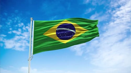 Realistic Waving Brazilian Flag Animation Loop
