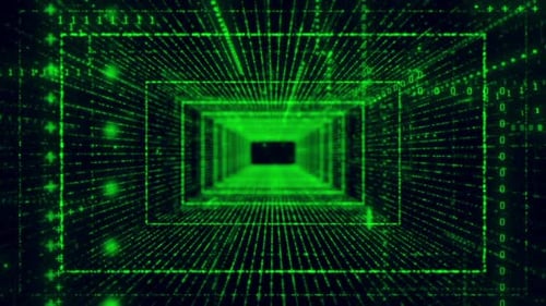 Tunnel de données binaires vert