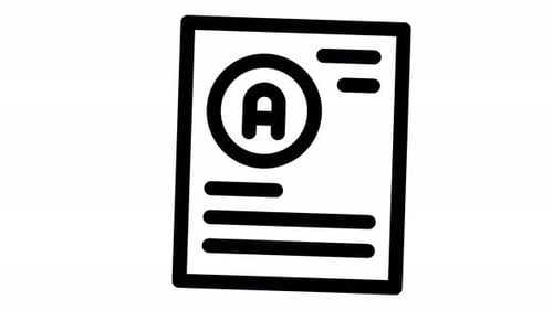 Animated Grade A Document Icon for Education and Achievement