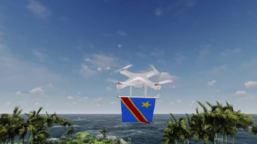 Zumbido cuadricóptero con bandera de la República Democrática del Congo