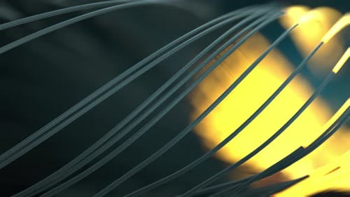 Abstract Fiber Optic Data Flowing Through Digital Lines