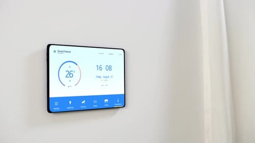 Smart Home Device Displaying Information on Wall
