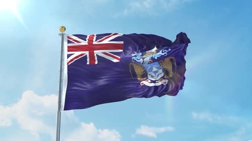 Realistic Waving Flag Animation Against Blue Sky