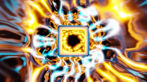 Glowing Futuristic Cube in Abstract Energy Tunnel Loop