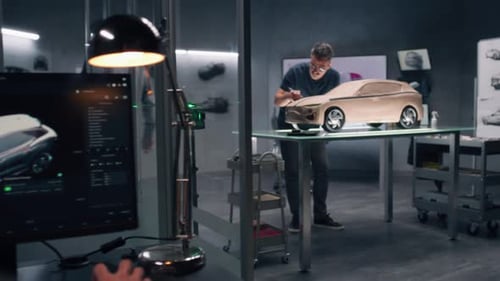 Designers Working in Car Design Studio