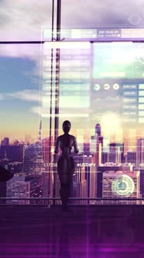 Work on the Stock Market Through Trading Robots 3D Render