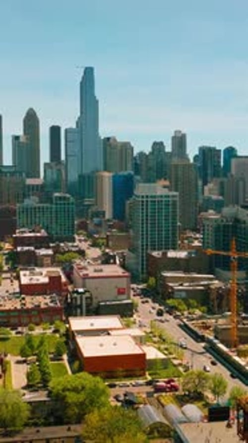 Low and high buildings in the residential area of Chicago, Illinois