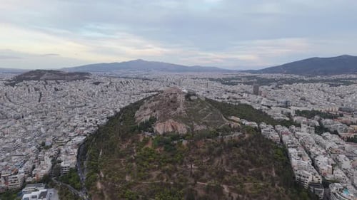 Aerial View of Lycabettus Hill Surrounded by Athens