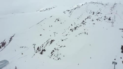 Ski Resort Elbrus with Snowy Cable Car