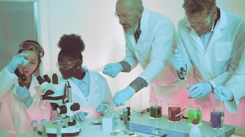 Scientific team engages in laboratory research