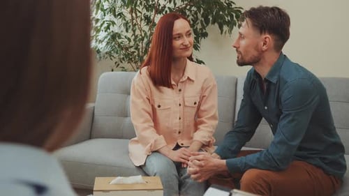 Couple in Therapy Session Talking Together