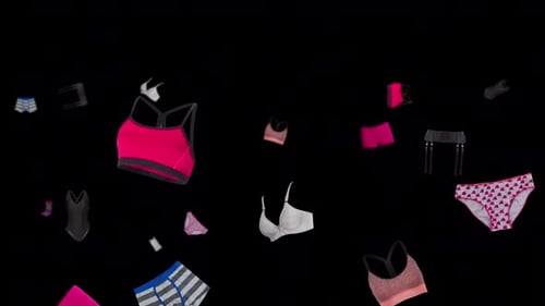 Moving animation of underwear. Transparent background and loop video.