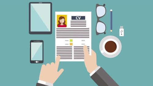 Flat Design Animation of Hands Reviewing a CV