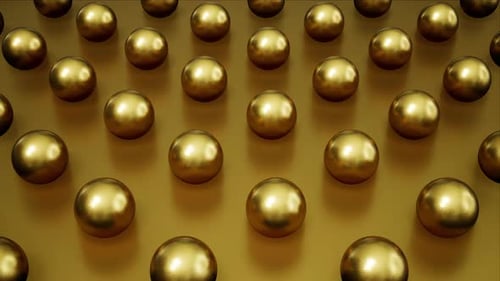 Glossy Gold Metal Spheres Background Loop