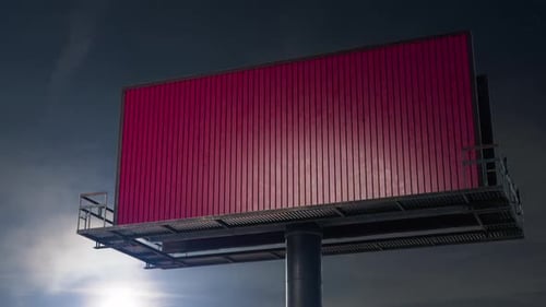 Animated Billboard Text Reveal with Day and Night Lighting