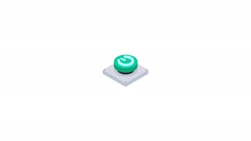 Animated illustration of a power button, symbolizing control and functionality in technology.