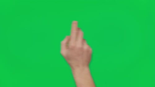 Male Hand Touching Clicking Tapping Sliding and Swiping on Chroma Key Green Screen Background