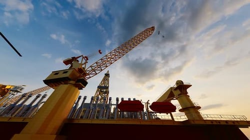 Animación 3D de la plataforma de perforación petrolífera