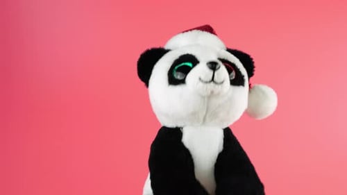 Festive Panda Toy with Christmas Hat Wiggles
