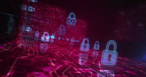 Symboles de cybersécurité et de protection informatique numérique Loop Cyber Concept