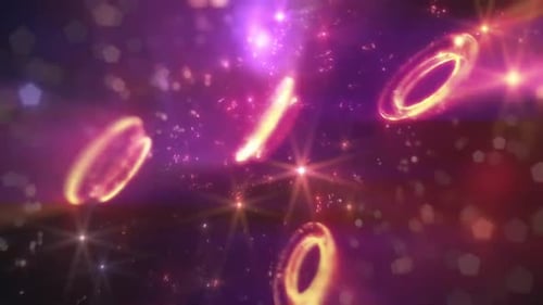 Abstract Glowing Rings and Light Particles Loop Background